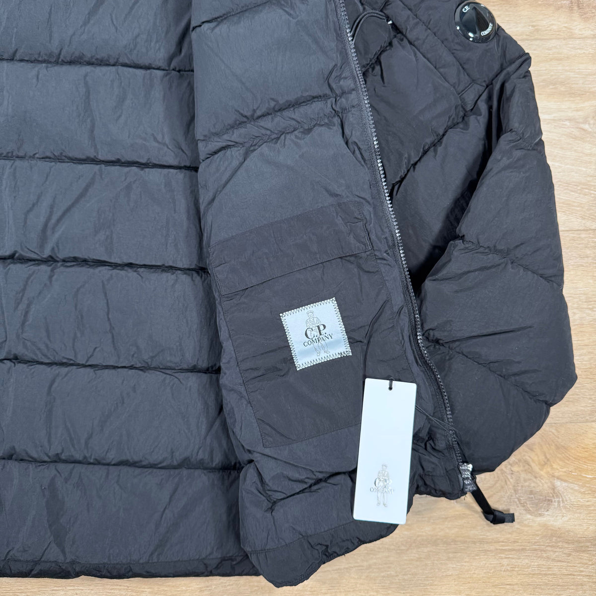 CP Company Chrome-R Down Lens Jacket in Black Castmark