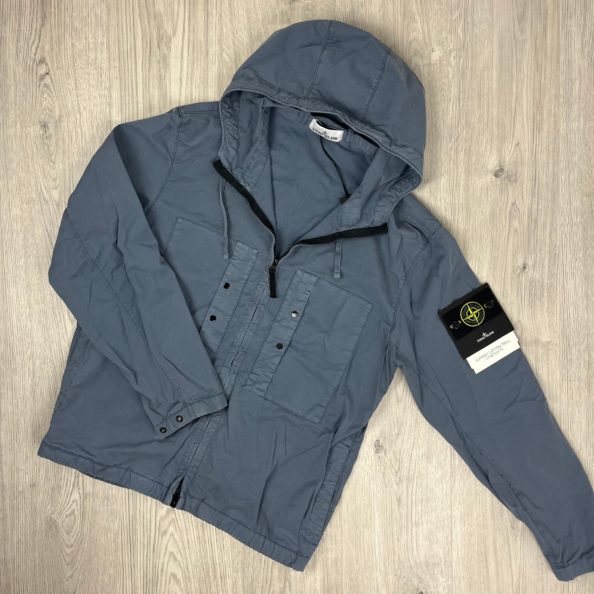 Stone Island Supima Jacket - Avio Blue Castmark