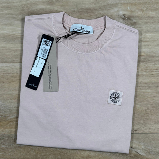Stone Island Combed Organic Cotton Patch Logo T-Shirt in Antique Rose Castmark