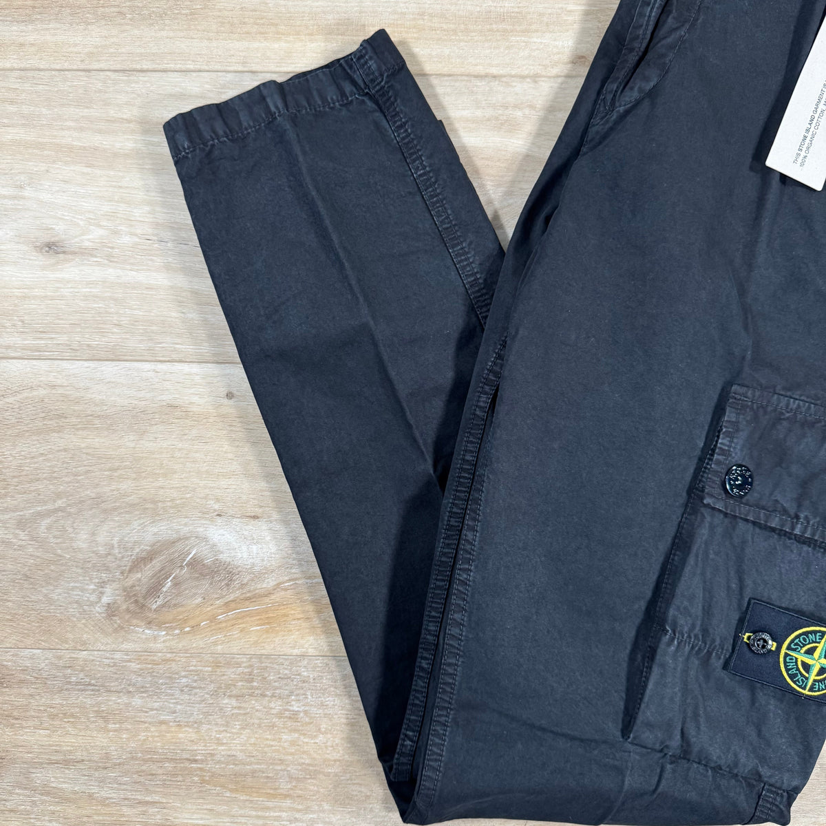 Stone Island Brushed Cotton Old Treatment Cargo Trousers in Black Castmark