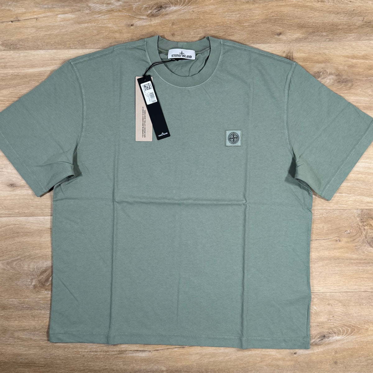 Stone Island Combed Organic Cotton Patch Logo T-Shirt in Sage Green Castmark