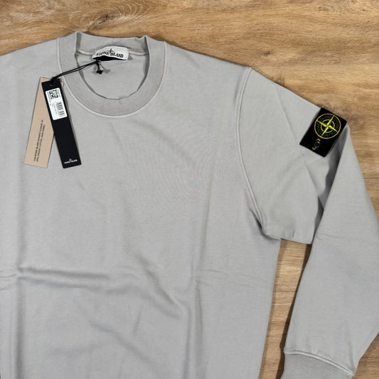 Stone Island Organic Cotton Fleece Sweatshirt in Pearl Grey Castmark