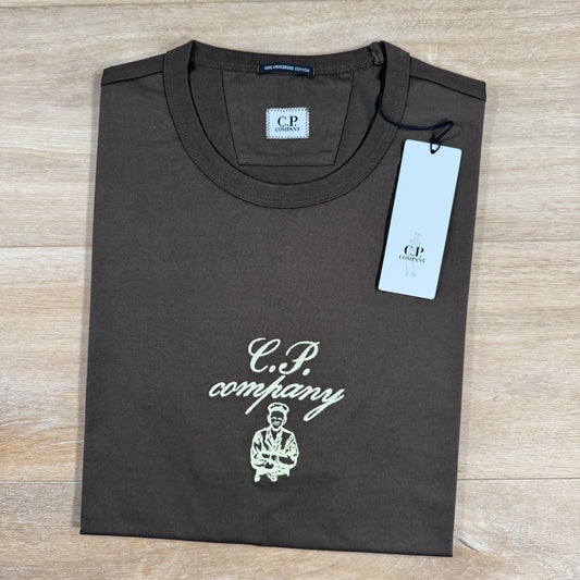CP Company 30/2 Twisted Embroidery T-Shirt in Ivy Green Castmark
