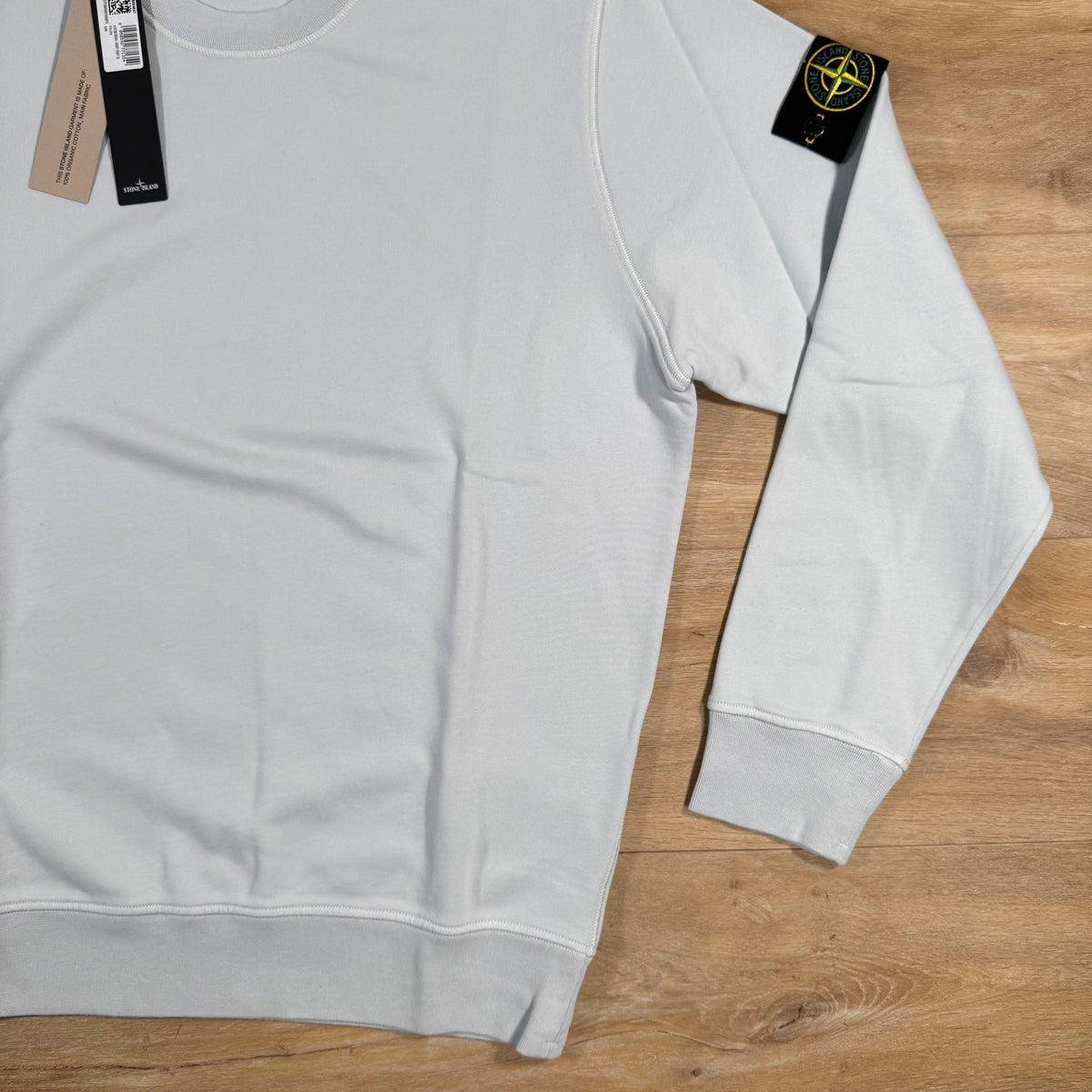 Stone Island Organic Cotton Fleece Sweatshirt in Sky Blue Castmark