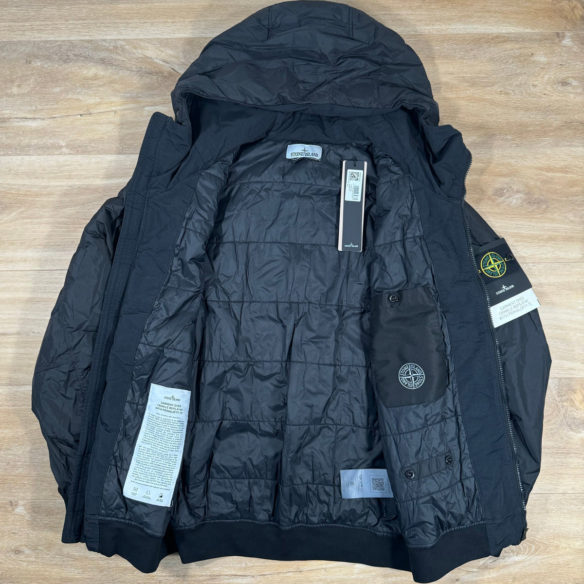 Stone Island Crinkle Reps R-NY Primaloft T-C Jacket in Black Castmark