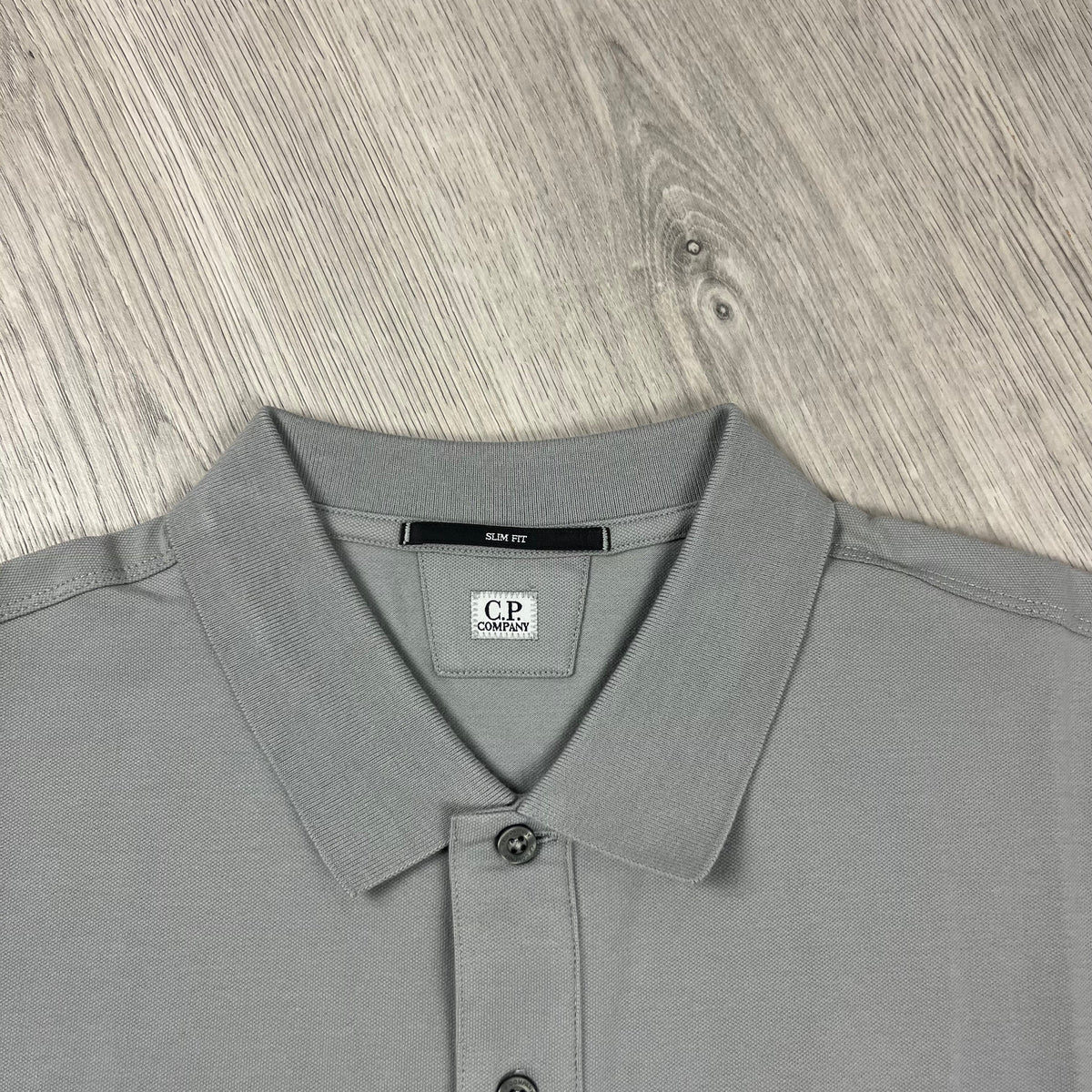 CP Company Piquet Polo Shirt - Drizzle Castmark
