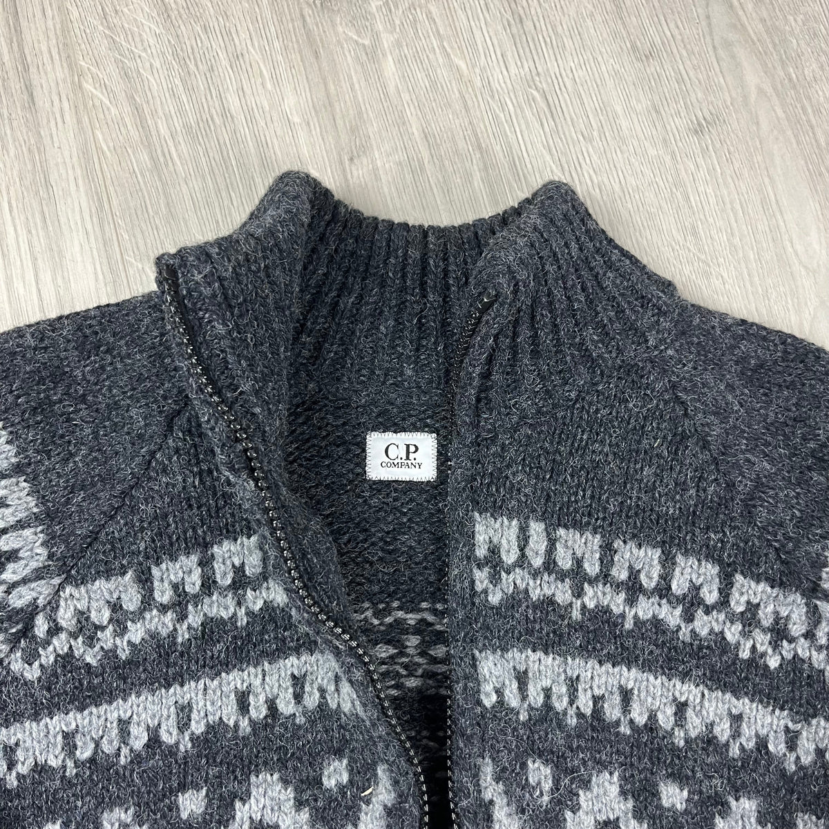 CP Company Jacquard Wool Fleece - Black Castmark
