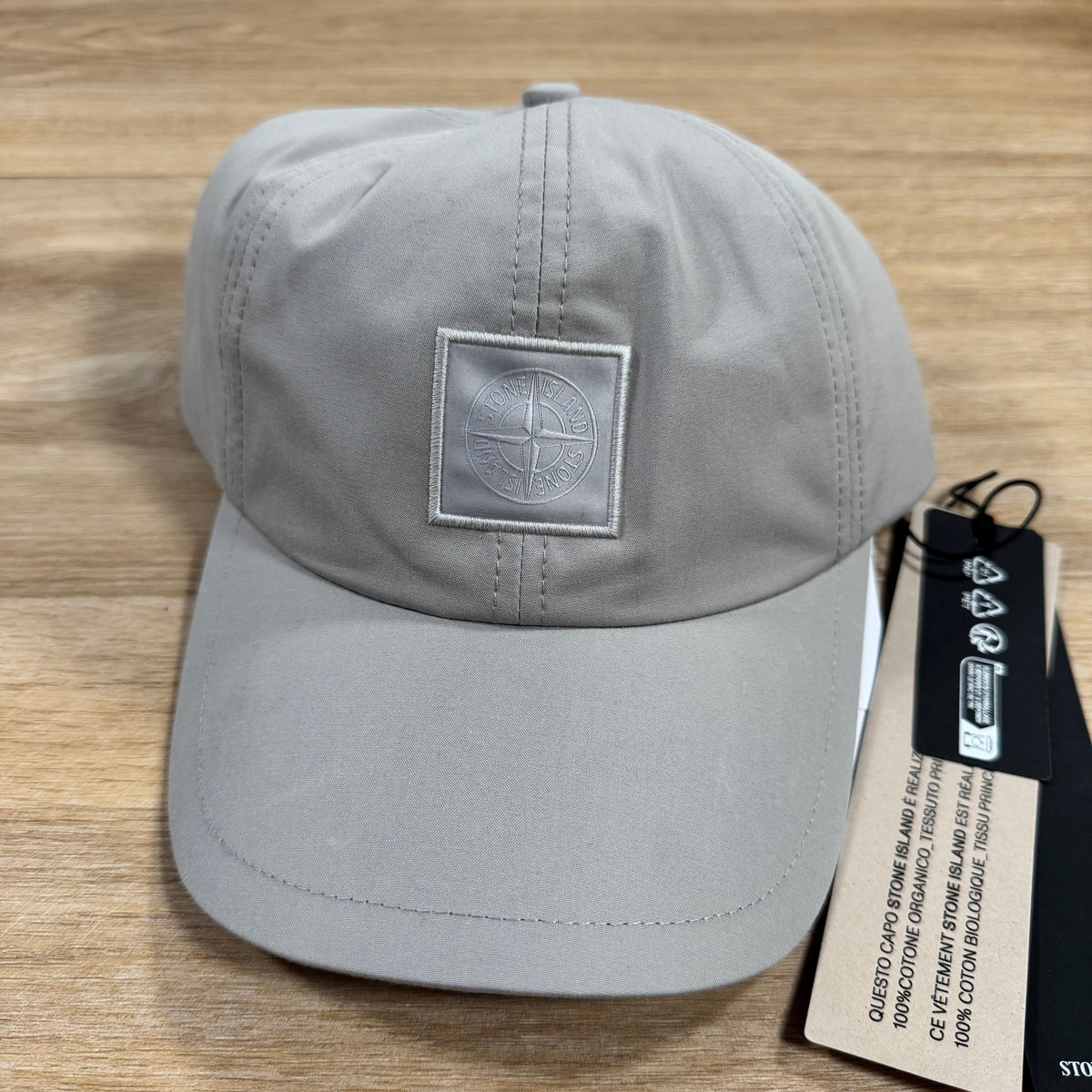 Stone Island Weatherproof Cotton Canvas Ghost Cap in Dust Grey Castmark