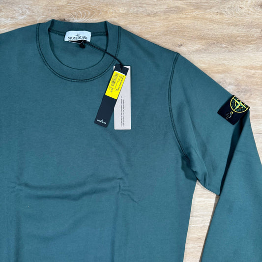 Stone Island Organic Cotton Fleece Sweatshirt in Bottle Green Castmark