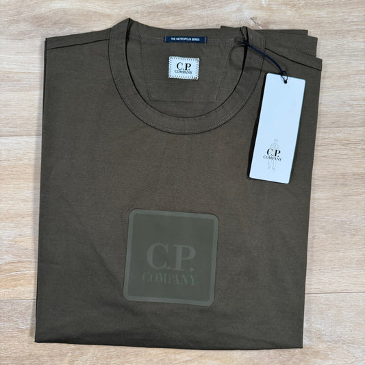 CP Company Metropolis Series Rubberized Logo T-Shirt in Ivy Green Castmark