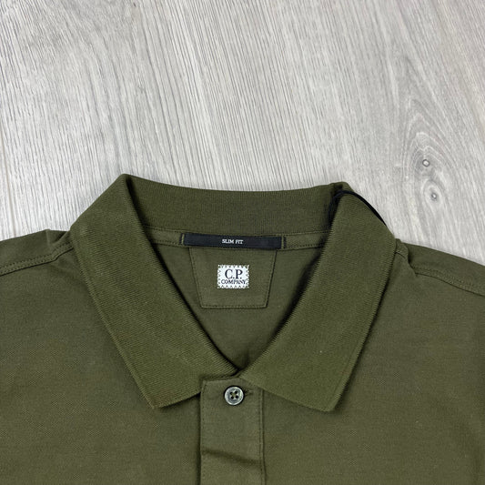 CP Company Piquet Polo Shirt - Ivy Green Castmark