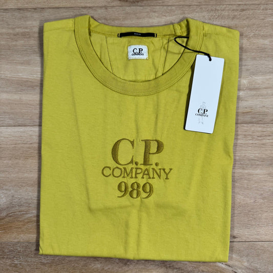 CP Company 20/1 Jersey Boxy Logo T-Shirt in Cress Green - Yellow Castmark