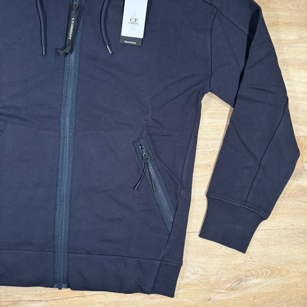 CP Company Diagonal Raised Zipped Goggle Hoodie in Navy Castmark
