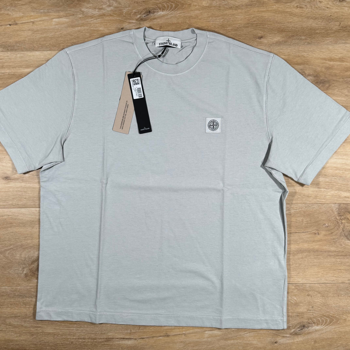 Stone Island Combed Organic Cotton Patch Logo T-Shirt in Pearl Grey Castmark