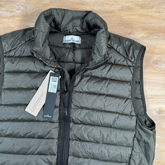 Stone Island Nylon Down-TC Vest in Military Green Castmark