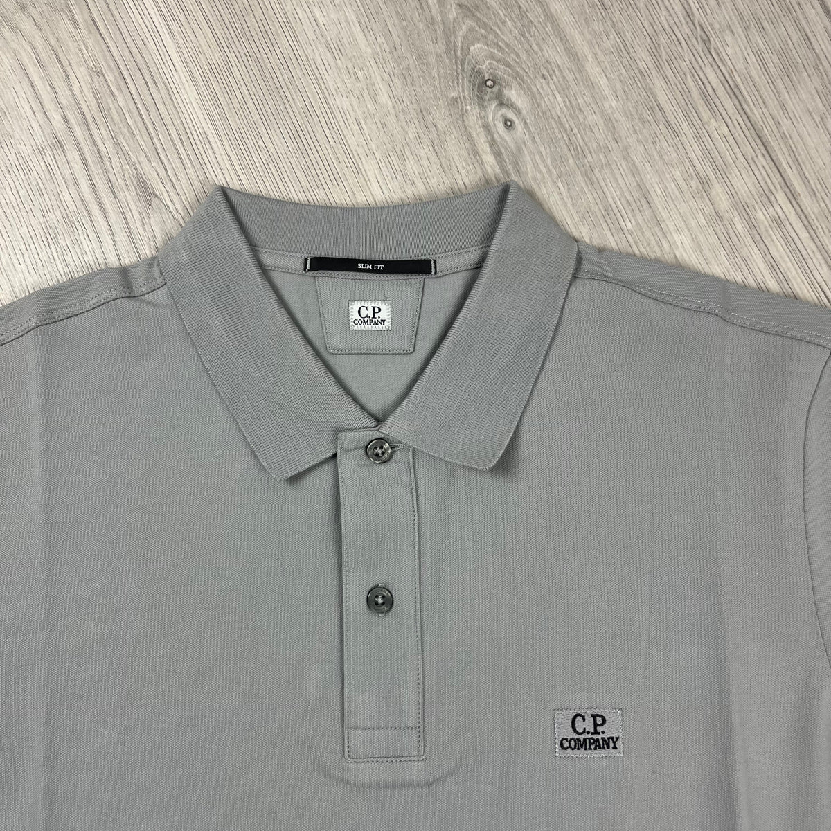 CP Company Piquet Polo Shirt - Drizzle Castmark
