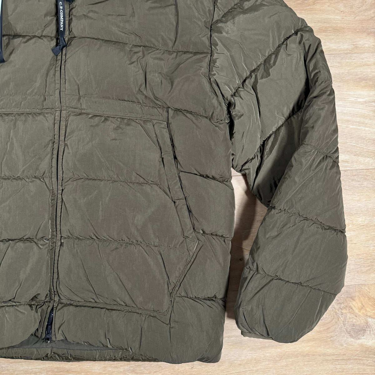 CP Company Chrome-R Goggle Down Jacket in Ivy Green Castmark