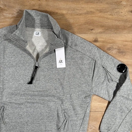CP Company Diagonal Raised Half-Zipped Lens Sweatshirt in Grey Castmark