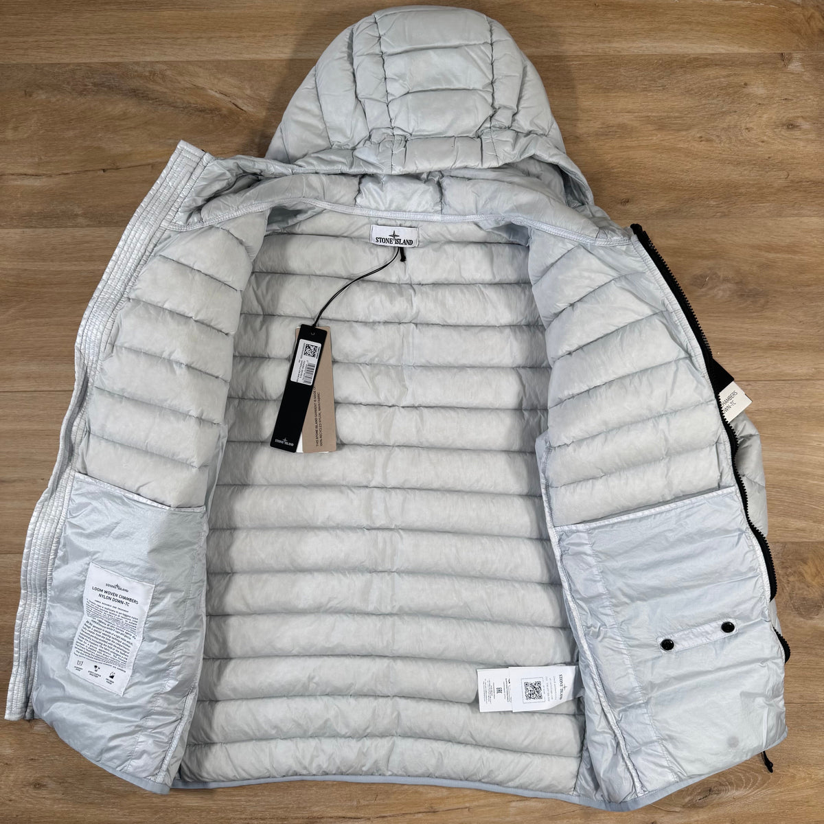 Stone Island Loom Woven Nylon Down-TC Jacket in Sky Blue Castmark