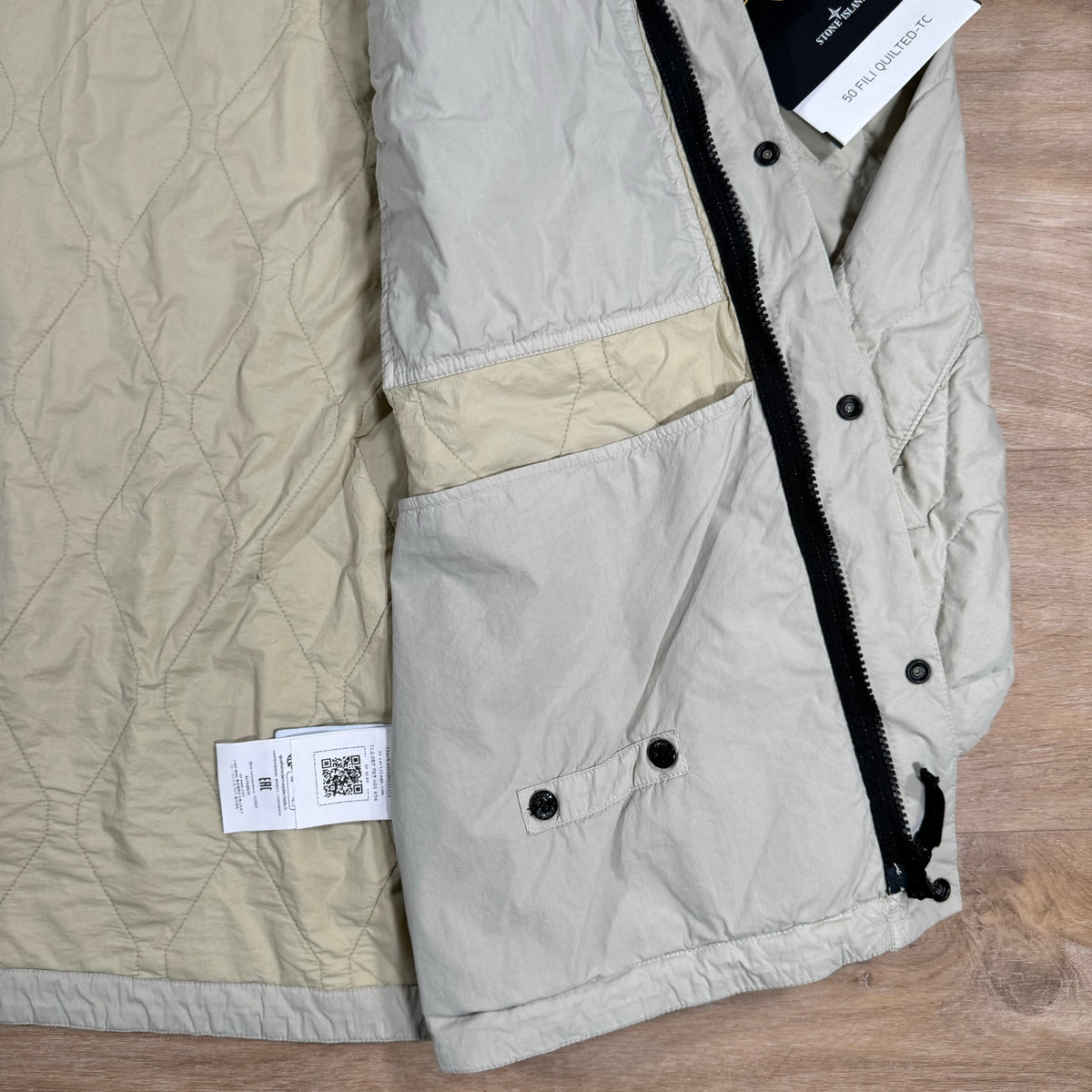 Stone Island 50 Fili Nylon Overshirt in Plaster Castmark