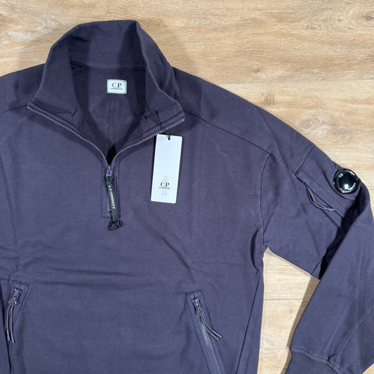CP Company Diagonal Raised Half-Zipped Lens Sweatshirt in Nightshade Purple Castmark
