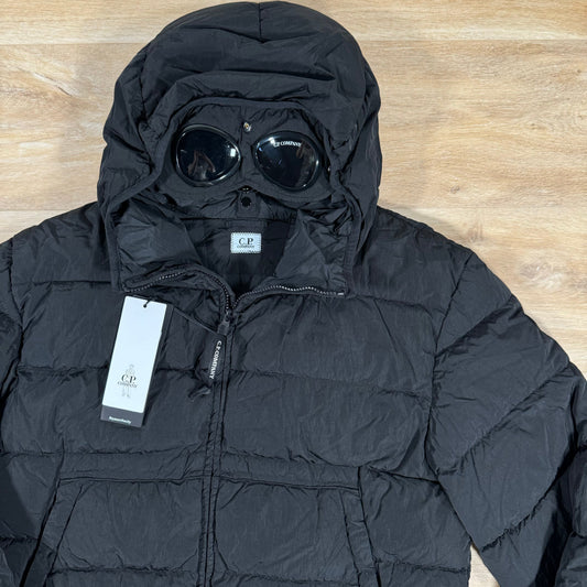 CP Company Chrome-R Goggle Down Jacket in Black Castmark