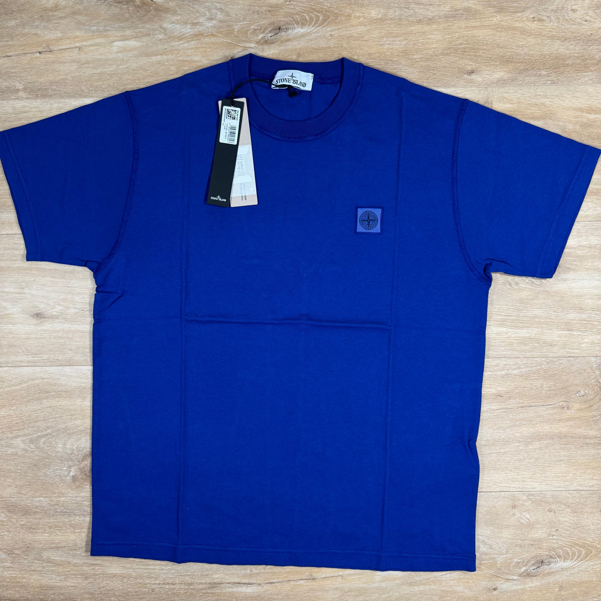Stone Island Organic Cotton Patch Logo T-Shirt in Bright Blue Castmark