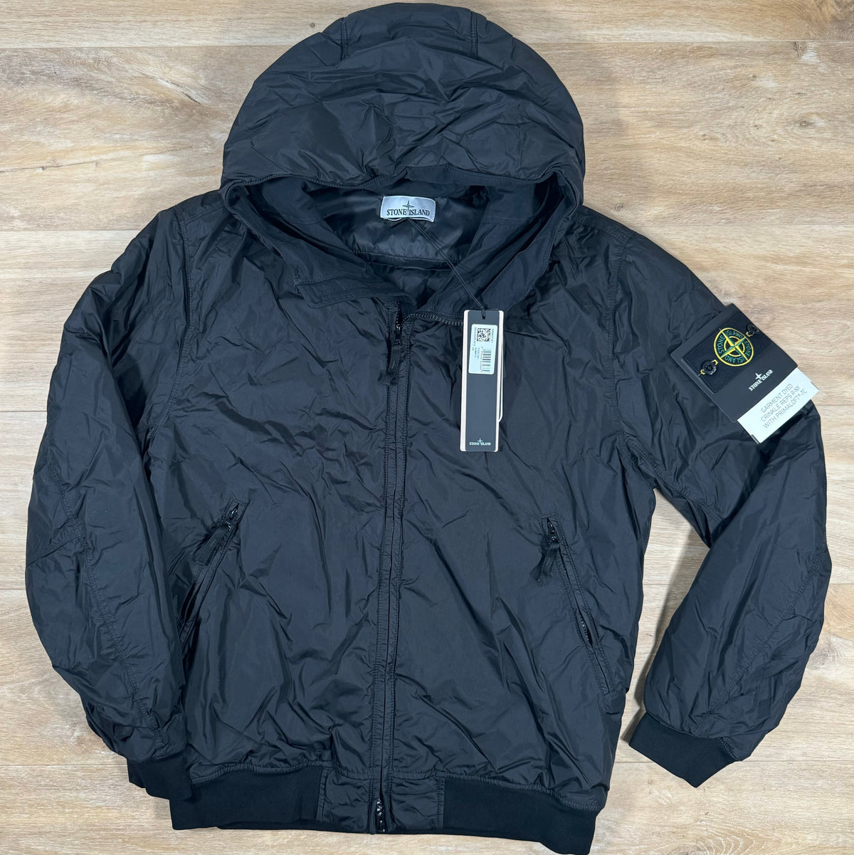Stone Island Crinkle Reps R-NY Primaloft T-C Jacket in Black Castmark