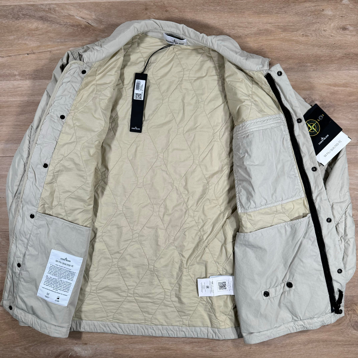 Stone Island 50 Fili Nylon Overshirt in Plaster Castmark