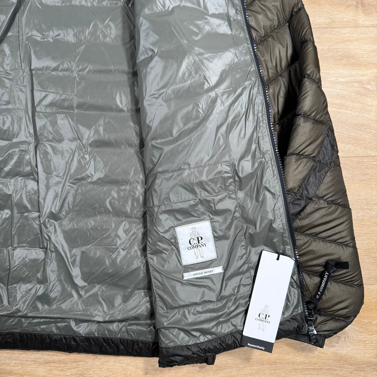 CP Company DD Shell Goggle Down Jacket in Grape Leaf Castmark