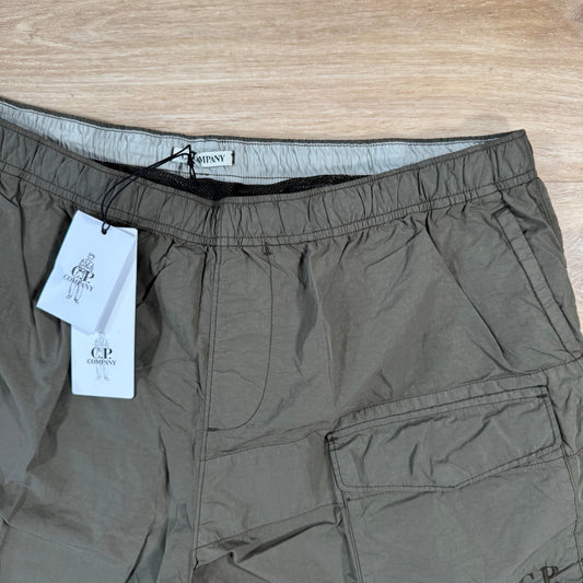 CP Company Flatt Nylon Logo Swim Shorts in Ivy Green Castmark