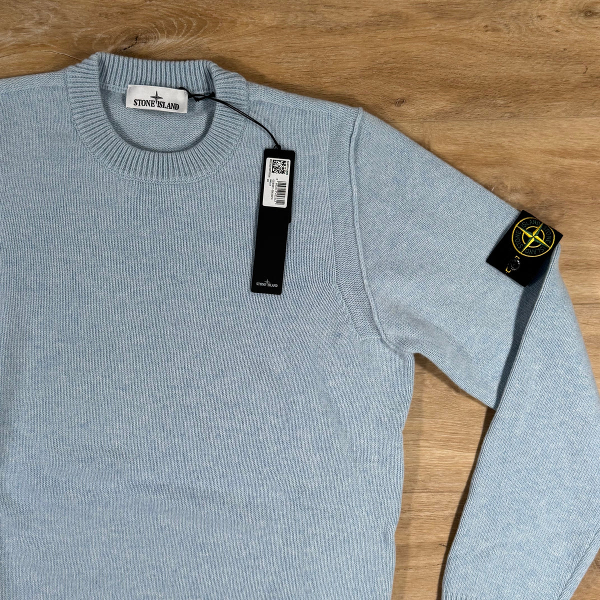 Stone Island Lambswool Crewneck Jumper in Sky Blue Castmark