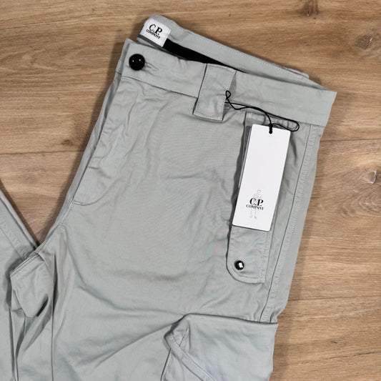 CP Company Stretch Sateen Utility Cargo Lens Pants in Blue Fox - Grey Castmark