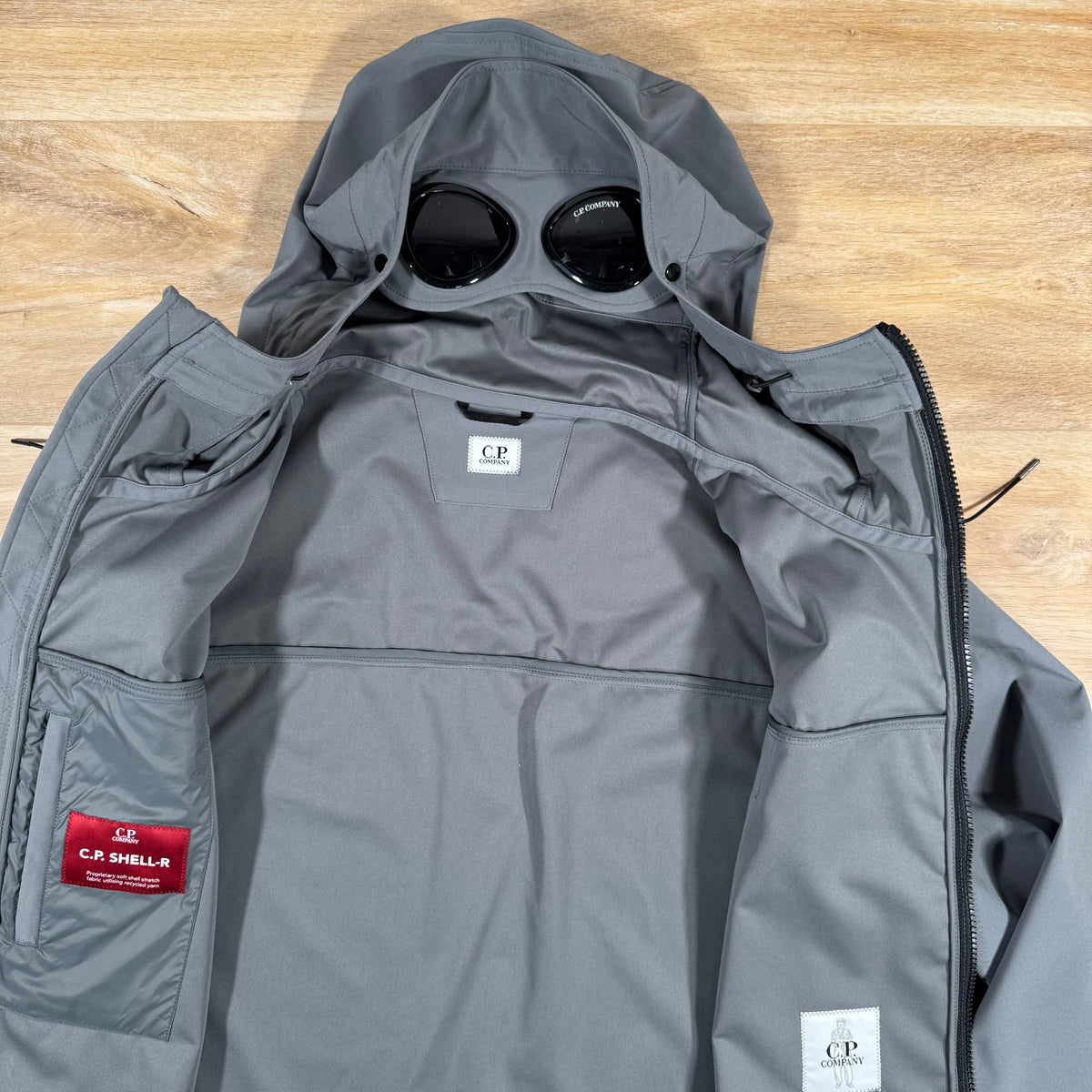 CP Company Shell-R Goggle Jacket in Smoked Pearl - Grey Castmark