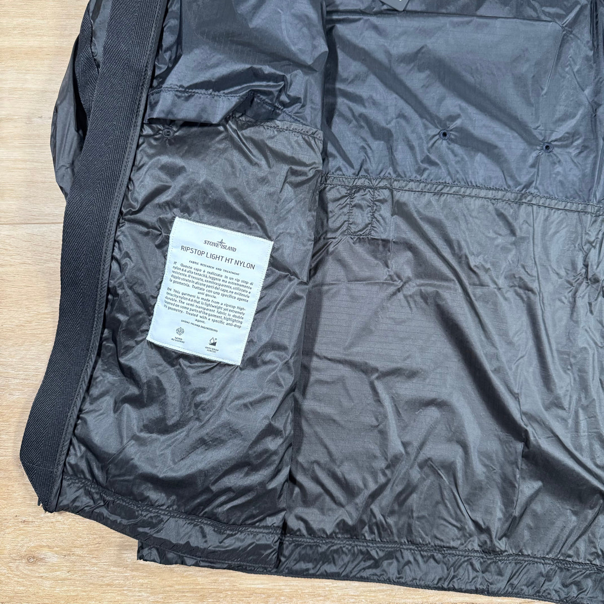Stone Island Ripstop Light HT Nylon Jacket in Lead Grey Castmark