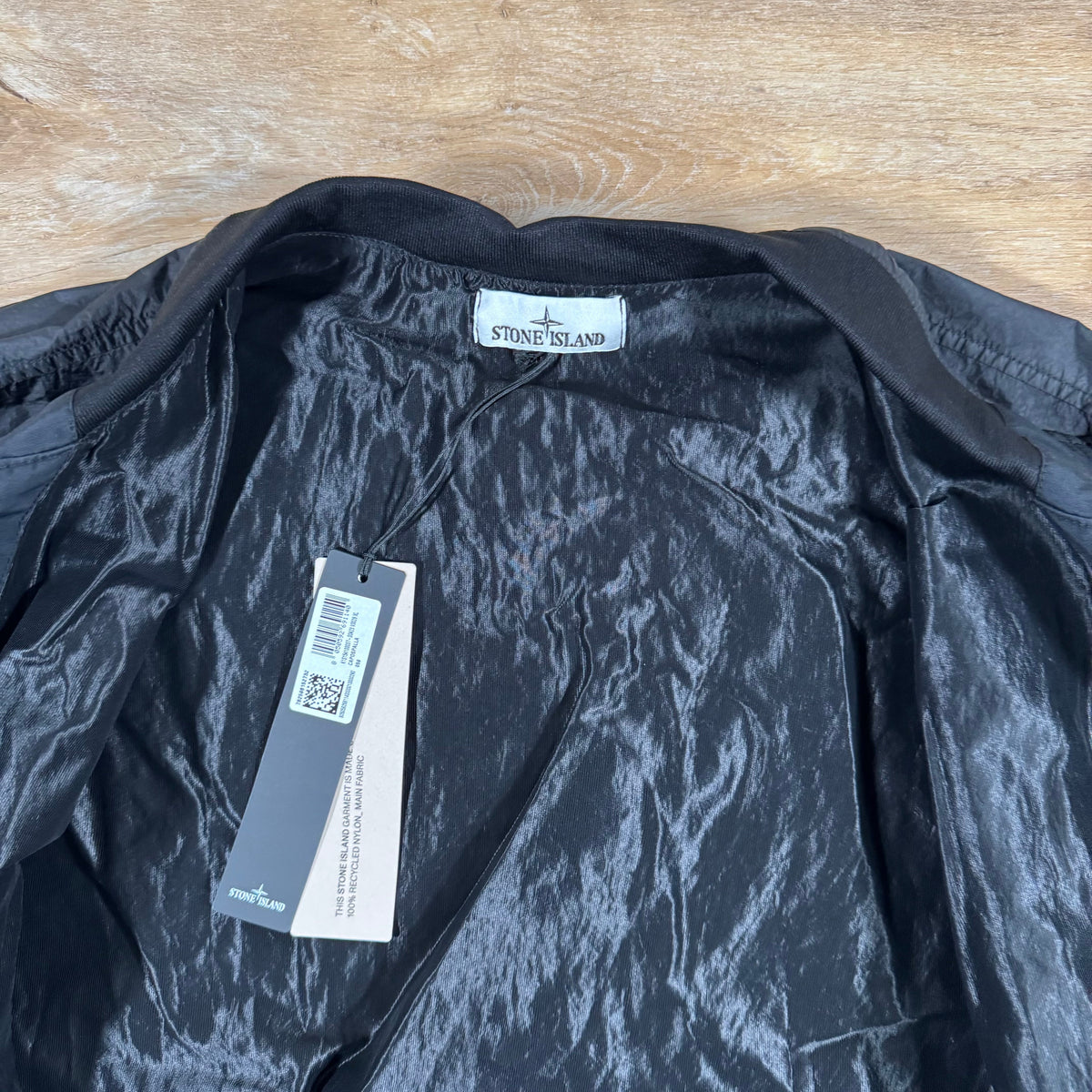 Stone Island Crinkle Reps R-NY Bomber Jacket in Black Castmark