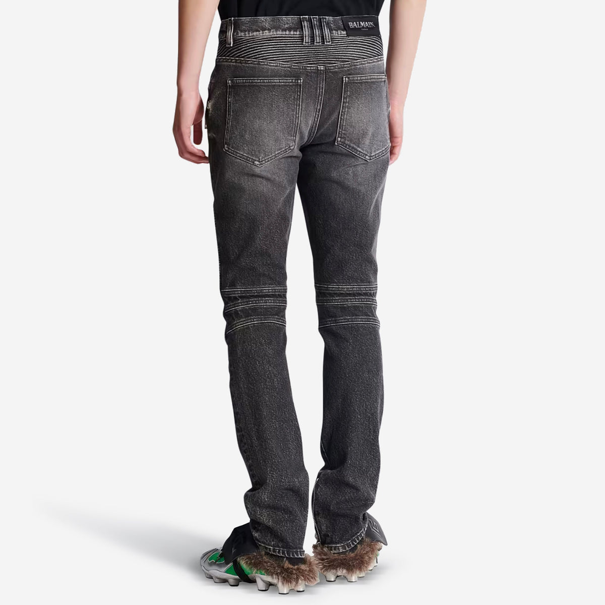 Balmain Slim Fit Denim Biker Jean