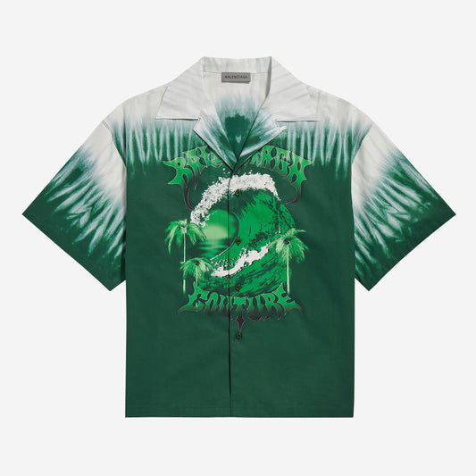 Balenciaga Extreme Tie Dye Bowling Short Sleeve Shirt