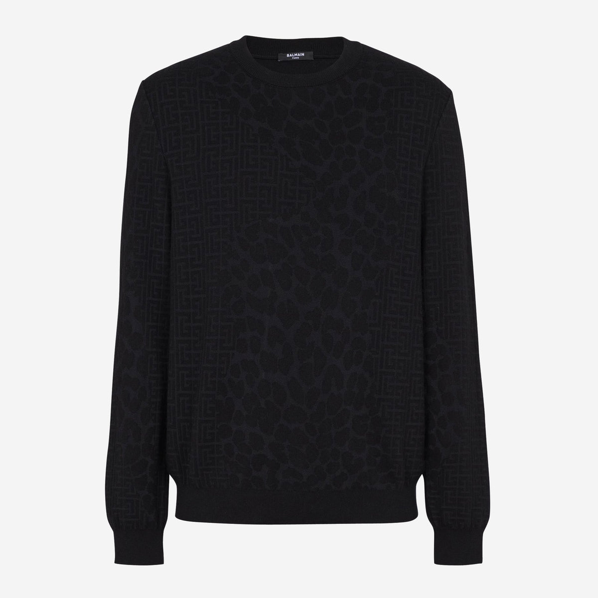 Balmain Monogram Knit And Leopard Pattern Jumper