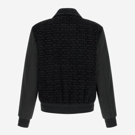 Balmain Monogram Jacquard Velvet Bomber Jacket