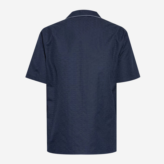 Balmain Monogram Short Sleeve Cuban Collar Shirt