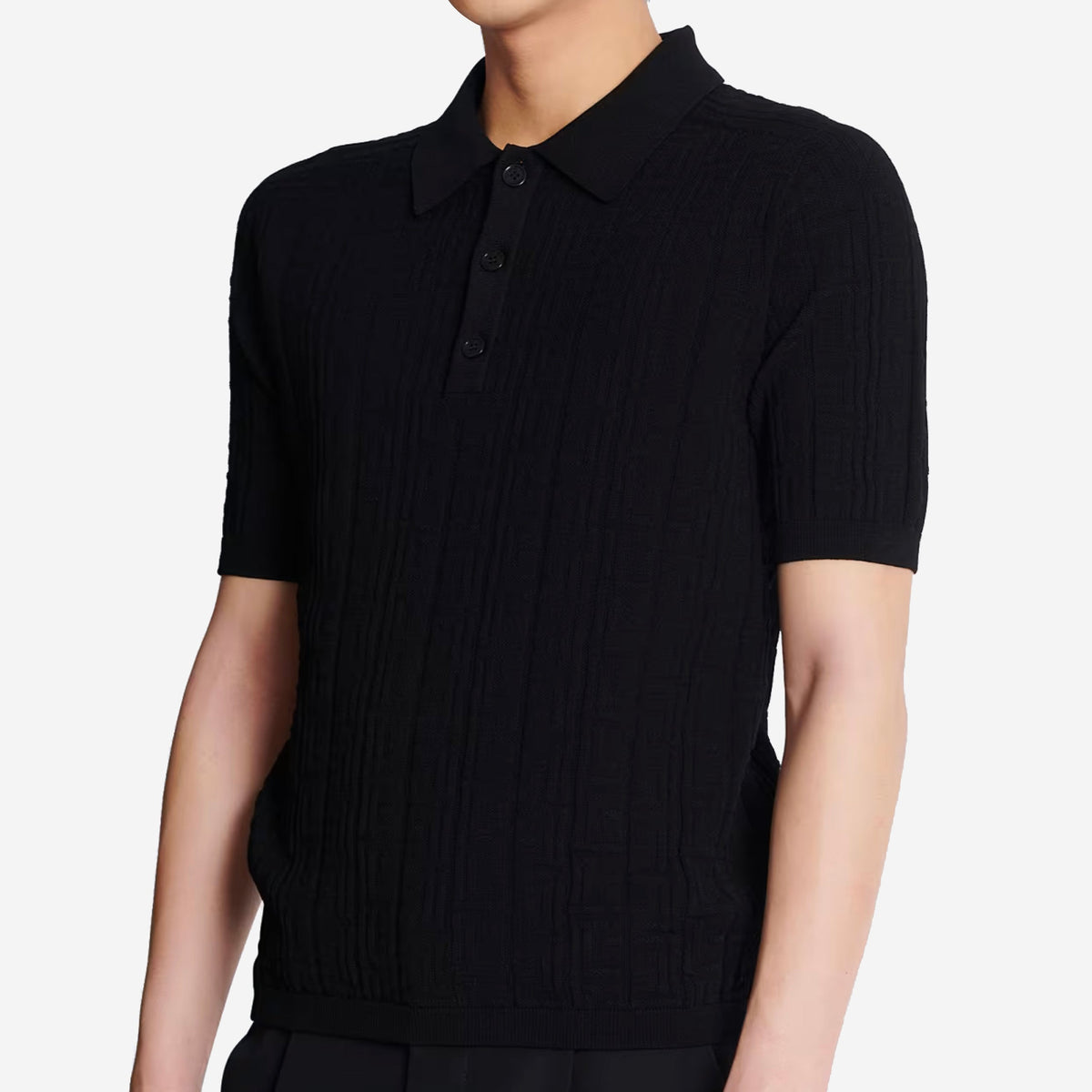 Balmain Monogram Knit Polo Shirt
