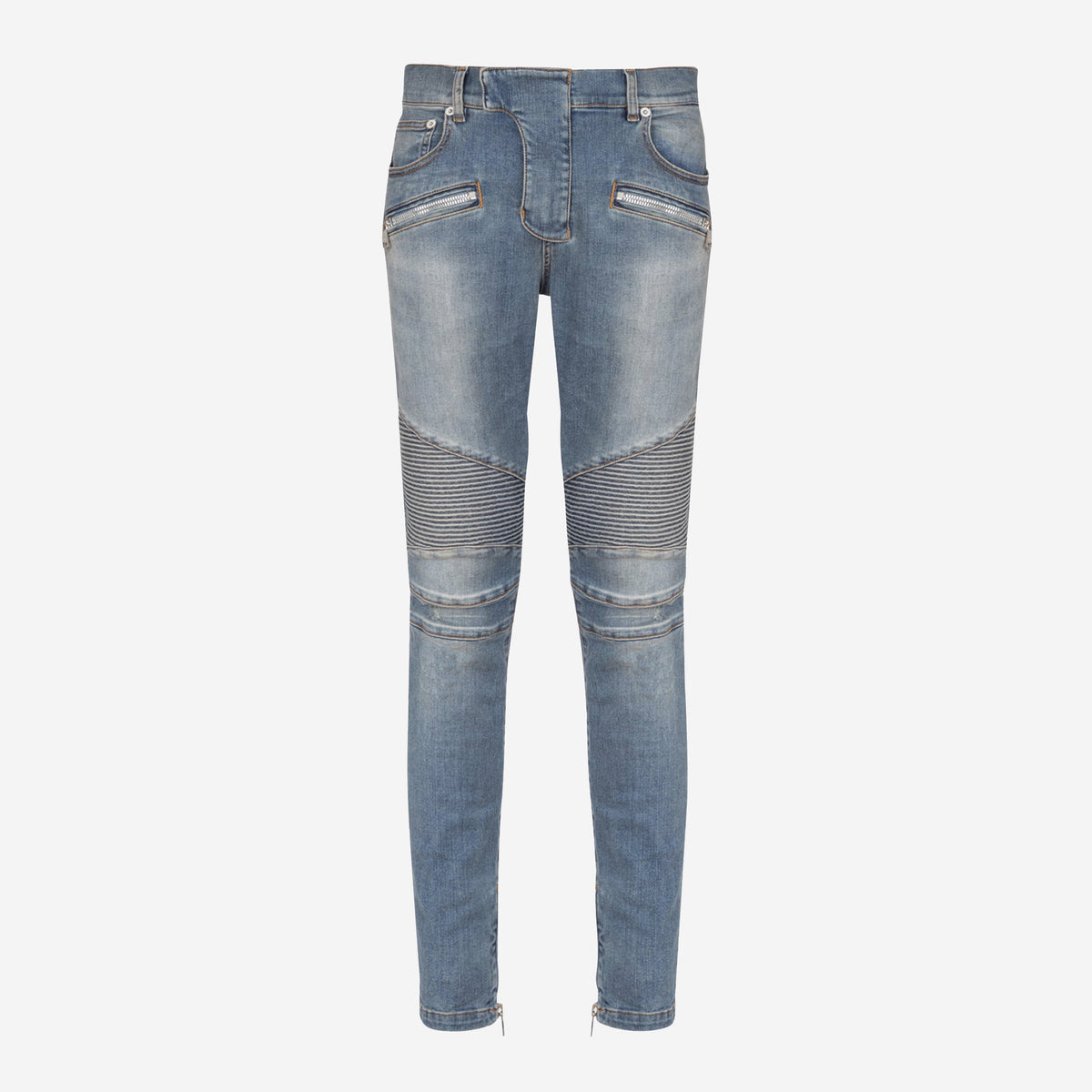 Balmain Slim-Fit Blue Denim Biker Jeans