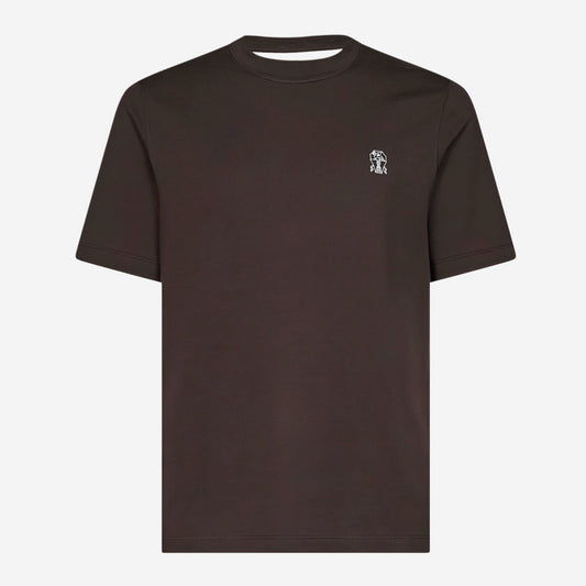 Brunello Cucinelli Cotton Jersey Logo Crew Neck T-Shirt