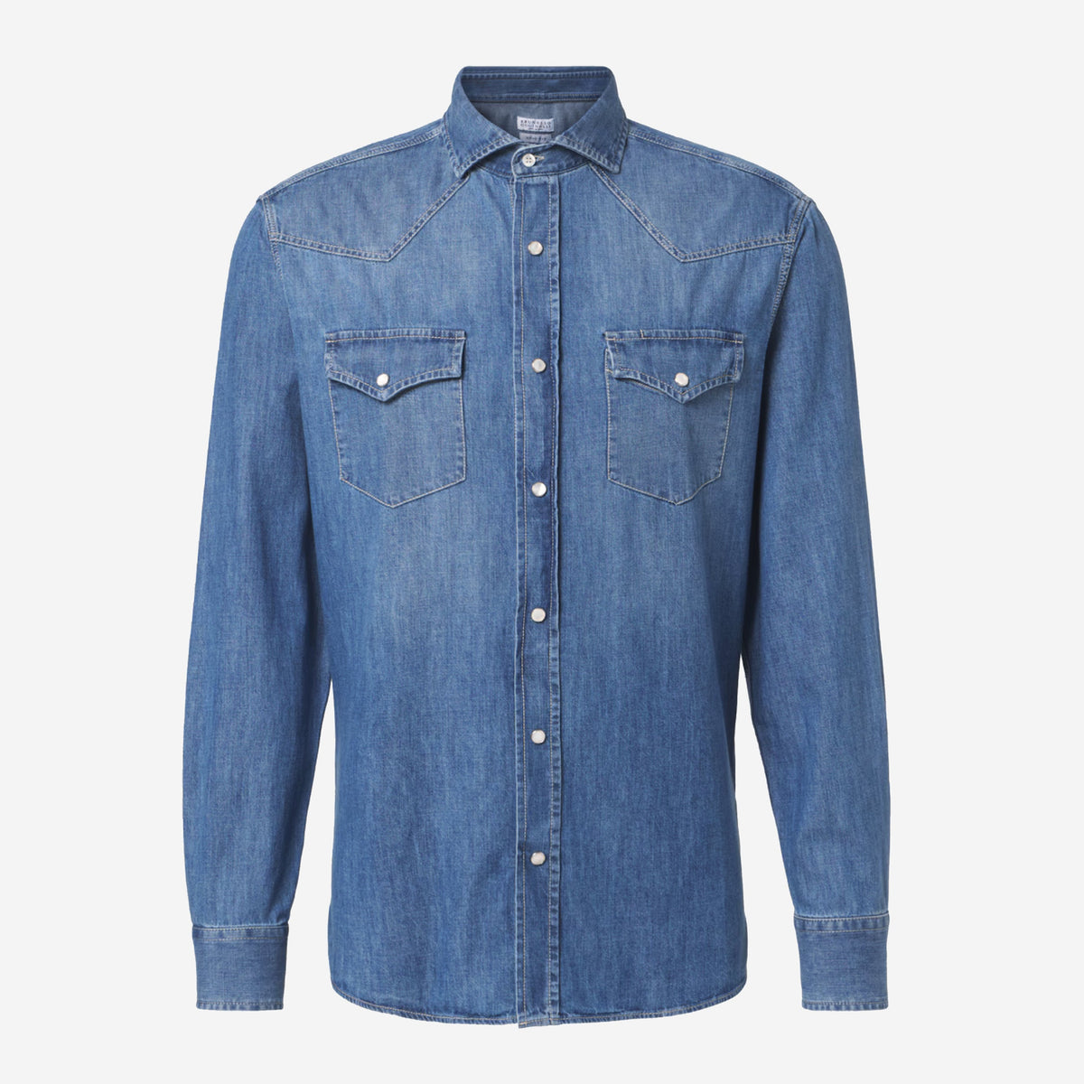 Brunello Cucinelli Lightweight Denim Easy Fit Western Shirt