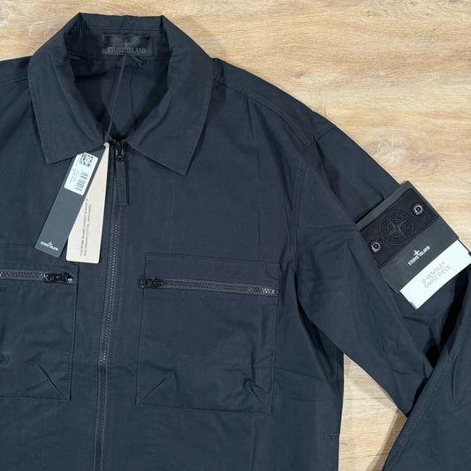 Stone Island Weatherproof Canvas Ghost Overshirt in Black Castmark