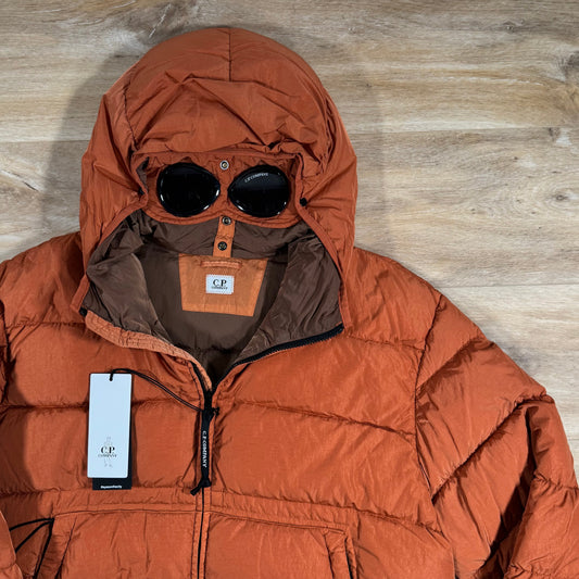CP Company Chrome-R Goggle Down Jacket in Bombay Brown Castmark
