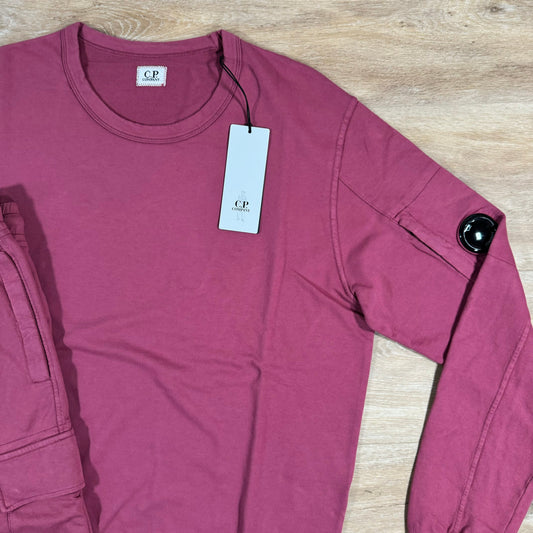 CP Company Light Fleece Lens Tracksuit in Red Bud Castmark