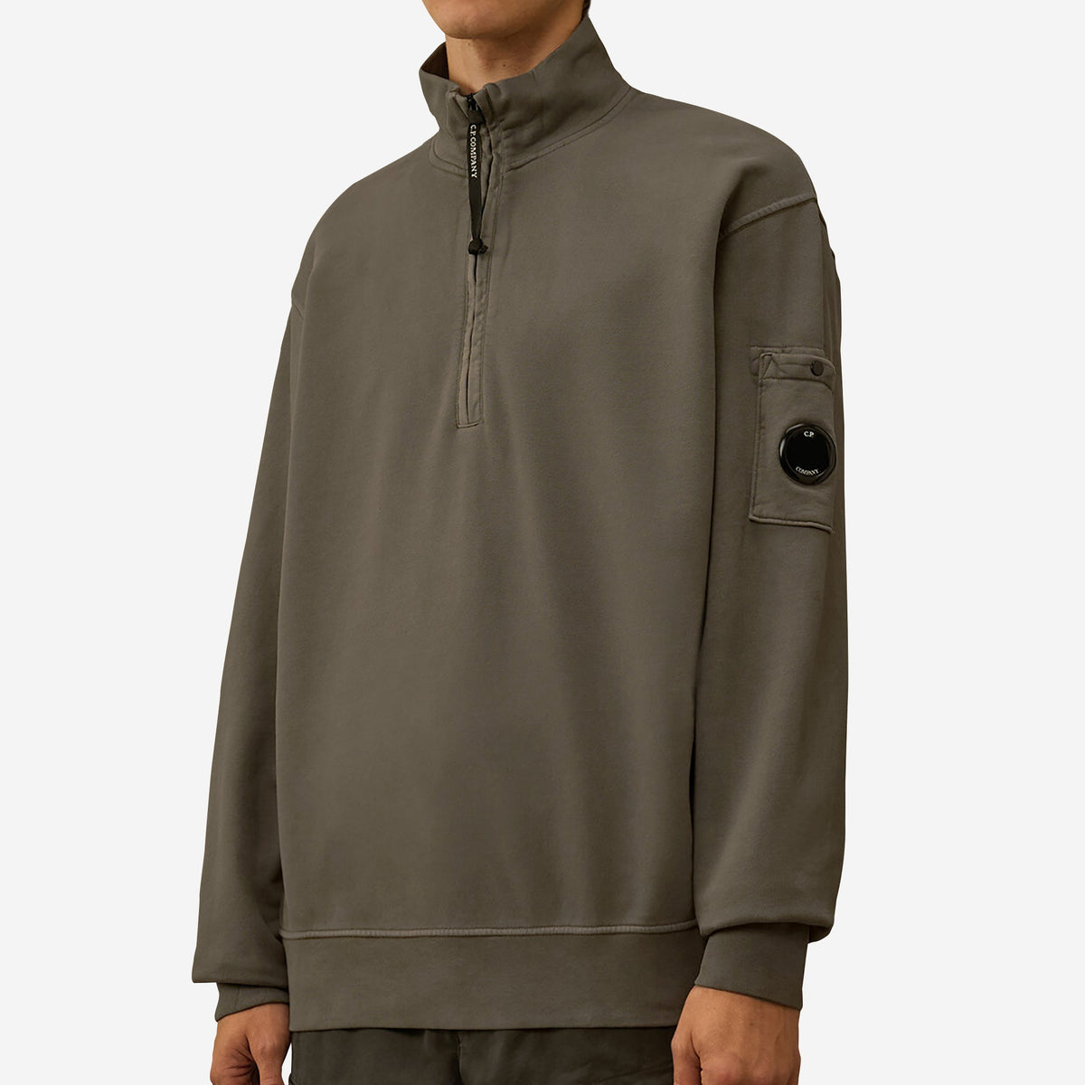 C.P. Company Brushed And Emerized Diagonal Fleece Half Zip Sweatshirt