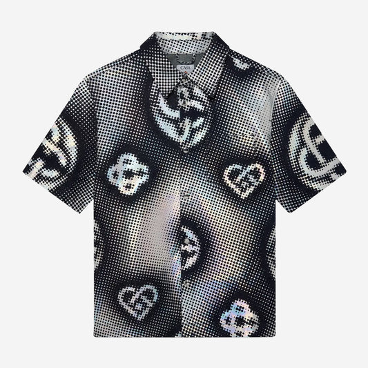 Casablanca Pearlescent Monogram Short Sleeve Denim Shirt